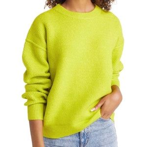 NWT Topshop Exposed Seam Oversized Lime Green Sweater Size Medium (fits like XL)